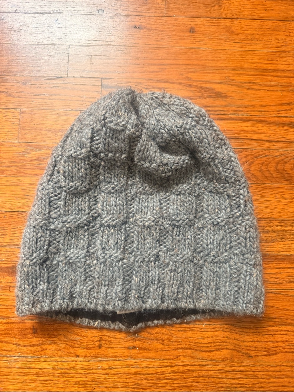 Scala Pronto Gray Wool Blend Cable Knit Slouchy Beanie Hat OS Unisex